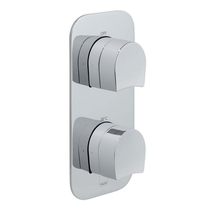 Vado Vertical Concealed Two Outlet Two Handle Thermostatic Shower Valve with All-Flow Function - Unbeatable Bathrooms