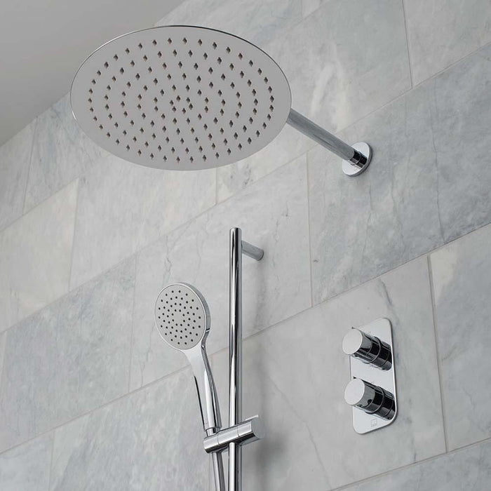 Vado Shower Valve Package of Altitude Two Outlet,Two Handle Concealed Thermostatic Shower Valve,Fixed Shower Head & Slide Rail Shower Kit - Unbeatable Bathrooms