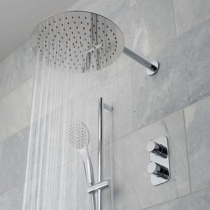 Vado Shower Valve Package of Altitude Two Outlet,Two Handle Concealed Thermostatic Shower Valve,Fixed Shower Head & Slide Rail Shower Kit - Unbeatable Bathrooms