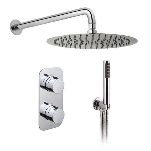 Vado Shower Valve Package of Altitude Two Outlet,Two Handle Concealed Thermostatic Shower Valve,Fixed Shower Head & Mini Shower Kit - Unbeatable Bathrooms
