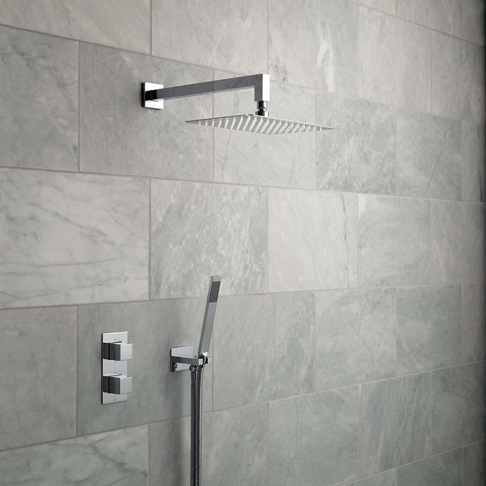 Vado Shower Valve Package of Notion Two Outlet,Two Handle Concealed Thermostatic Shower Valve,Fixed Shower Head & Mini Shower Kit - Unbeatable Bathrooms
