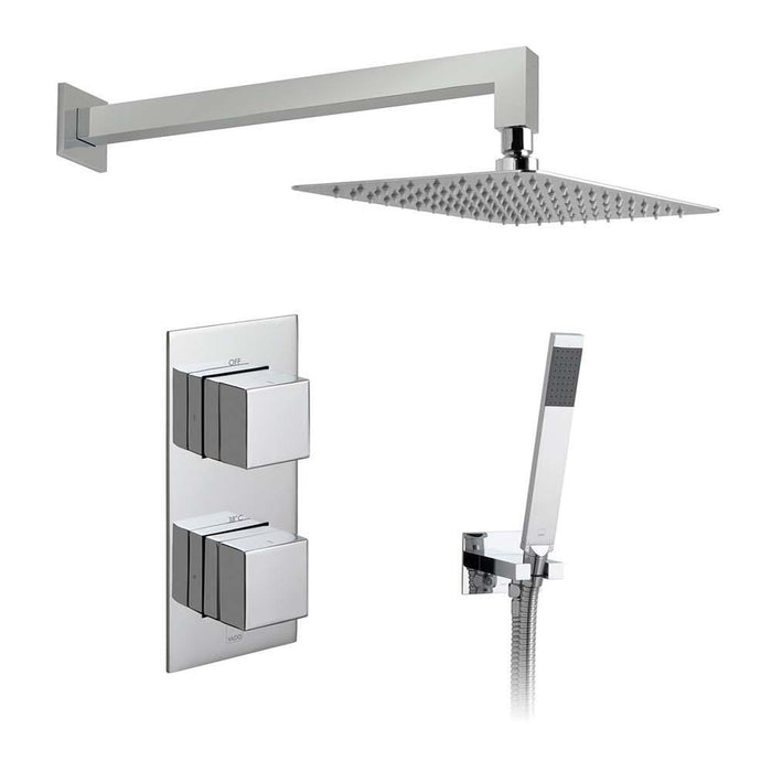 Vado Shower Valve Package of Notion Two Outlet,Two Handle Concealed Thermostatic Shower Valve,Fixed Shower Head & Mini Shower Kit - Unbeatable Bathrooms