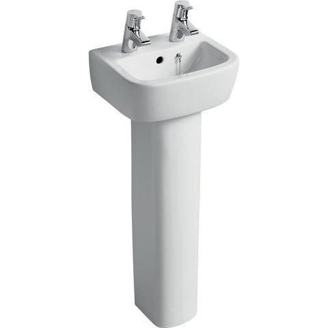 Ideal Standard Tempo 35cm 2TH Cloakroom Full Pedestal Basin - Unbeatable Bathrooms