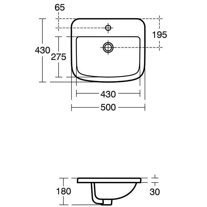 Ideal Standard Tempo 50cm Countertop basin - one taphole - Unbeatable Bathrooms
