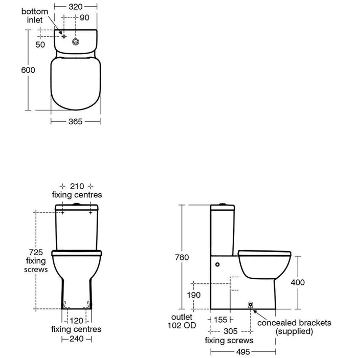 Ideal Standard Tempo Close Coupled Toilet (Closed Back) - Unbeatable Bathrooms