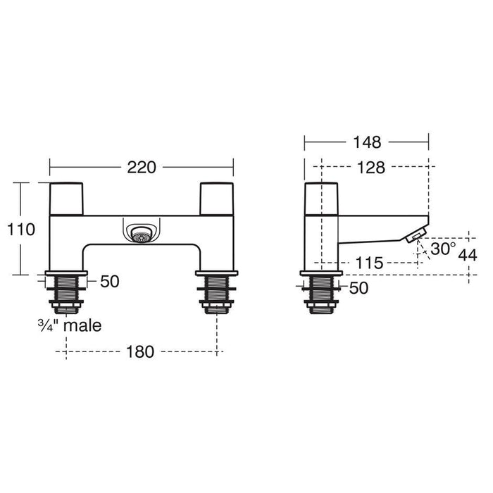 Ideal Standard Tempo Dual control two hole bath filler - Unbeatable Bathrooms