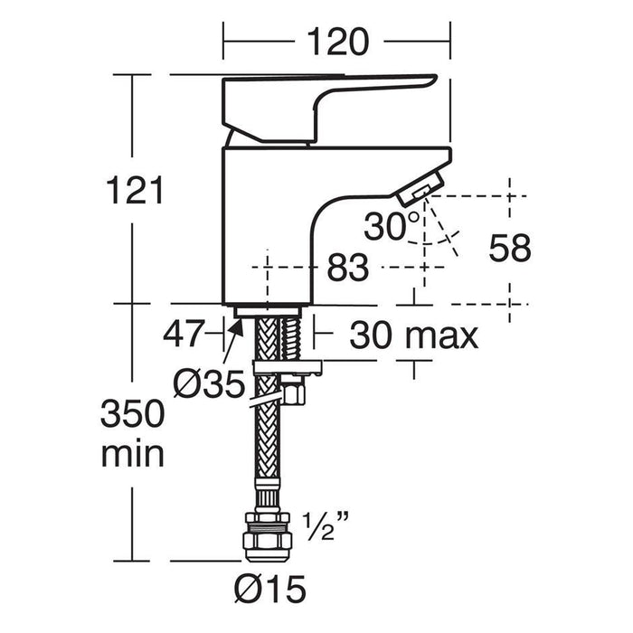 Ideal Standard Tempo Single lever mini basin mixer no waste with 5l/min regulator - Unbeatable Bathrooms