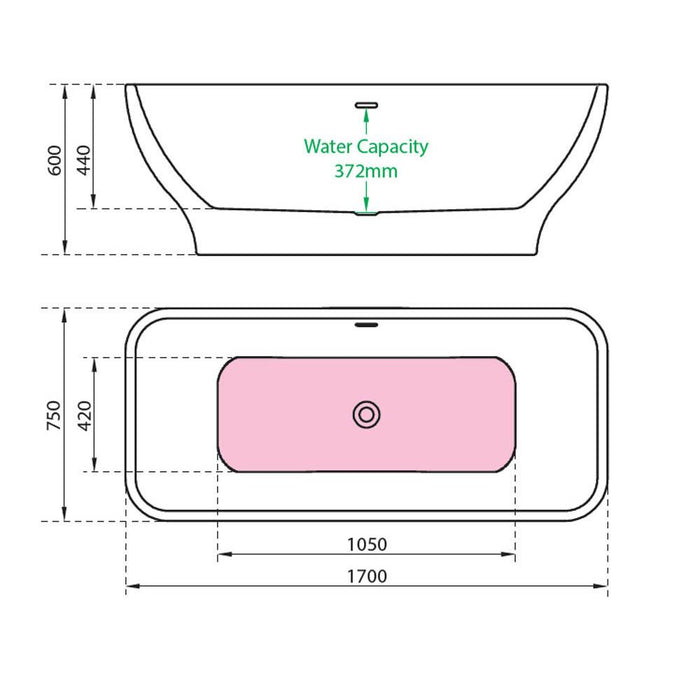 Charlotte Edwards Thebe 1700 x 750mm Slim-Edged Freestanding Bath - Unbeatable Bathrooms