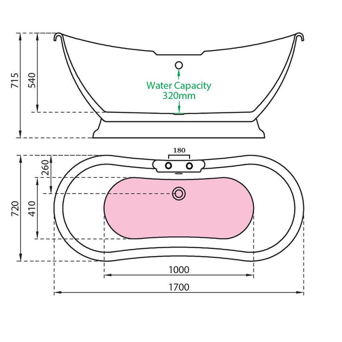 Charlotte Edwards Trafalgar 1700 x 720mm Traditional Roll Top Freestanding Bath - Unbeatable Bathrooms