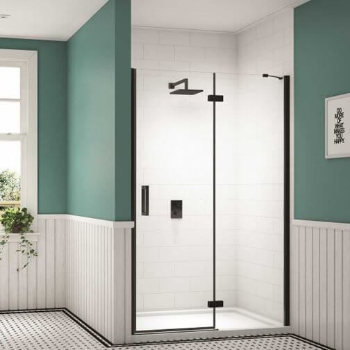 Merlyn Black Hinged Shower Door & Merlyn Mstone Tray - Unbeatable Bathrooms