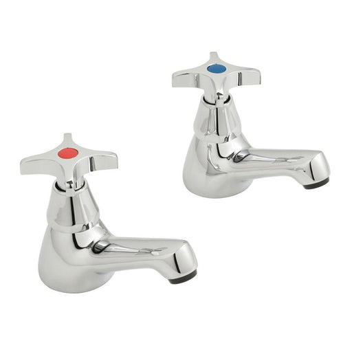 Bliss Astra Basin Pillar Taps with Cross Handle - Unbeatable Bathrooms