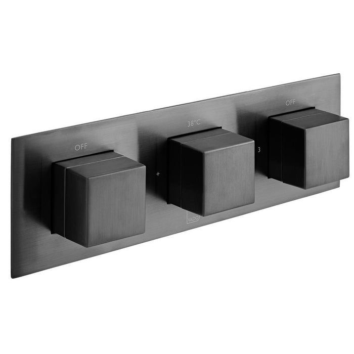 Vado Individual Tablet Notion Horizontal Concealed 3 Outlet, 3 Handle Thermostatic Valve with All-Flow Function - Unbeatable Bathrooms