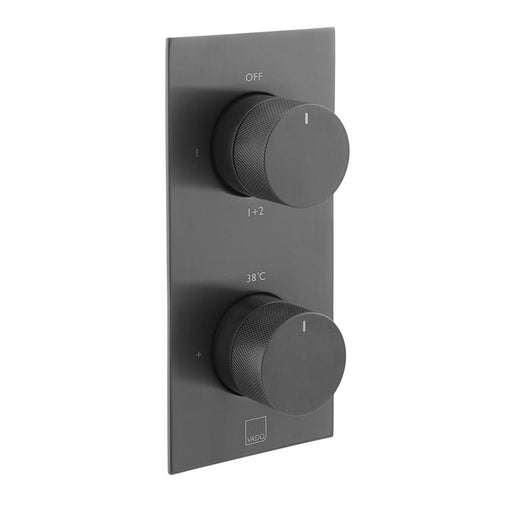 Vado Individual Vertical Concealed 2 Outlet, 2 Handle Thermostatic Valve with Knurled Handles - Unbeatable Bathrooms