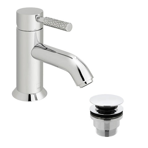 Vado Omika Single Lever Mono Basin Mixer with Patterned Handle, Universal Waste and Honeycomb Flow Regulator - Unbeatable Bathrooms