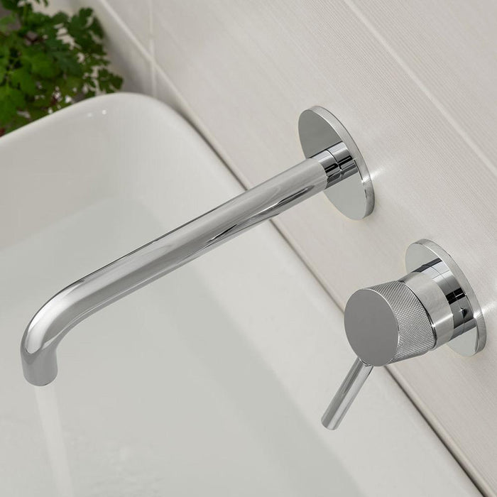 Vado Origins Slimline 2 Hole Wall Mounted Single Lever Basin Mixer with Knurled Handle - Unbeatable Bathrooms