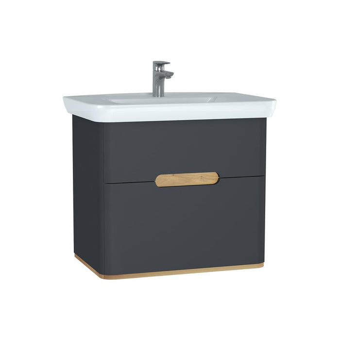 Vitra Sento 650/800/1000mm Vanity Unit - Wall Hung 2 Drawer Unit - Unbeatable Bathrooms
