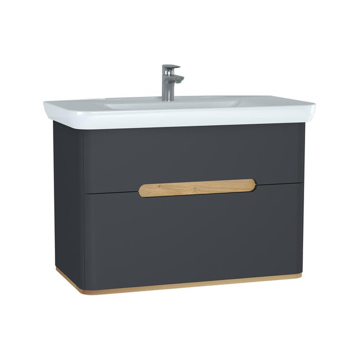 Vitra Sento 650/800/1000mm Vanity Unit - Wall Hung 2 Drawer Unit - Unbeatable Bathrooms